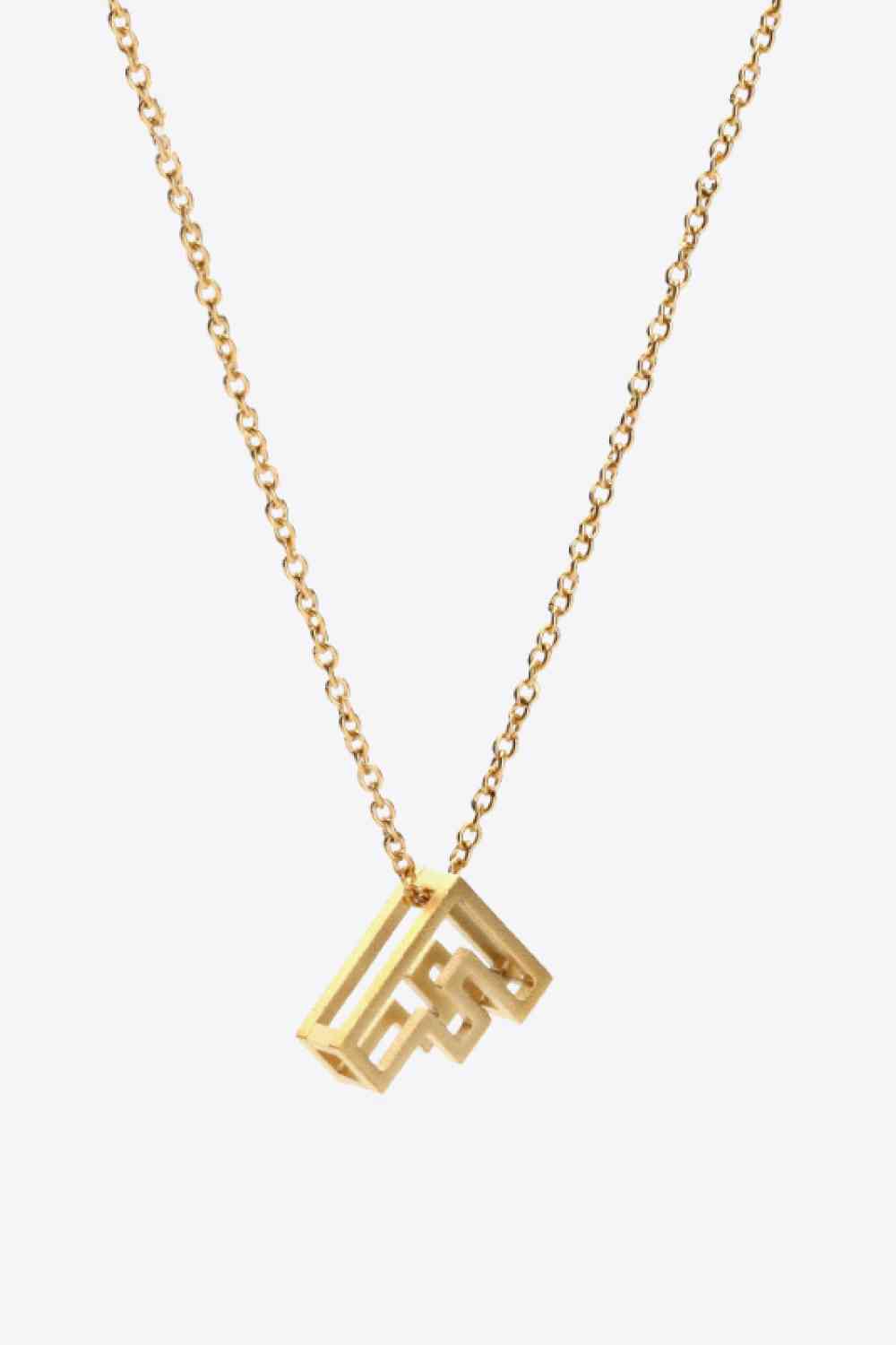 3D Boxed Initial Pendant Necklace A-J