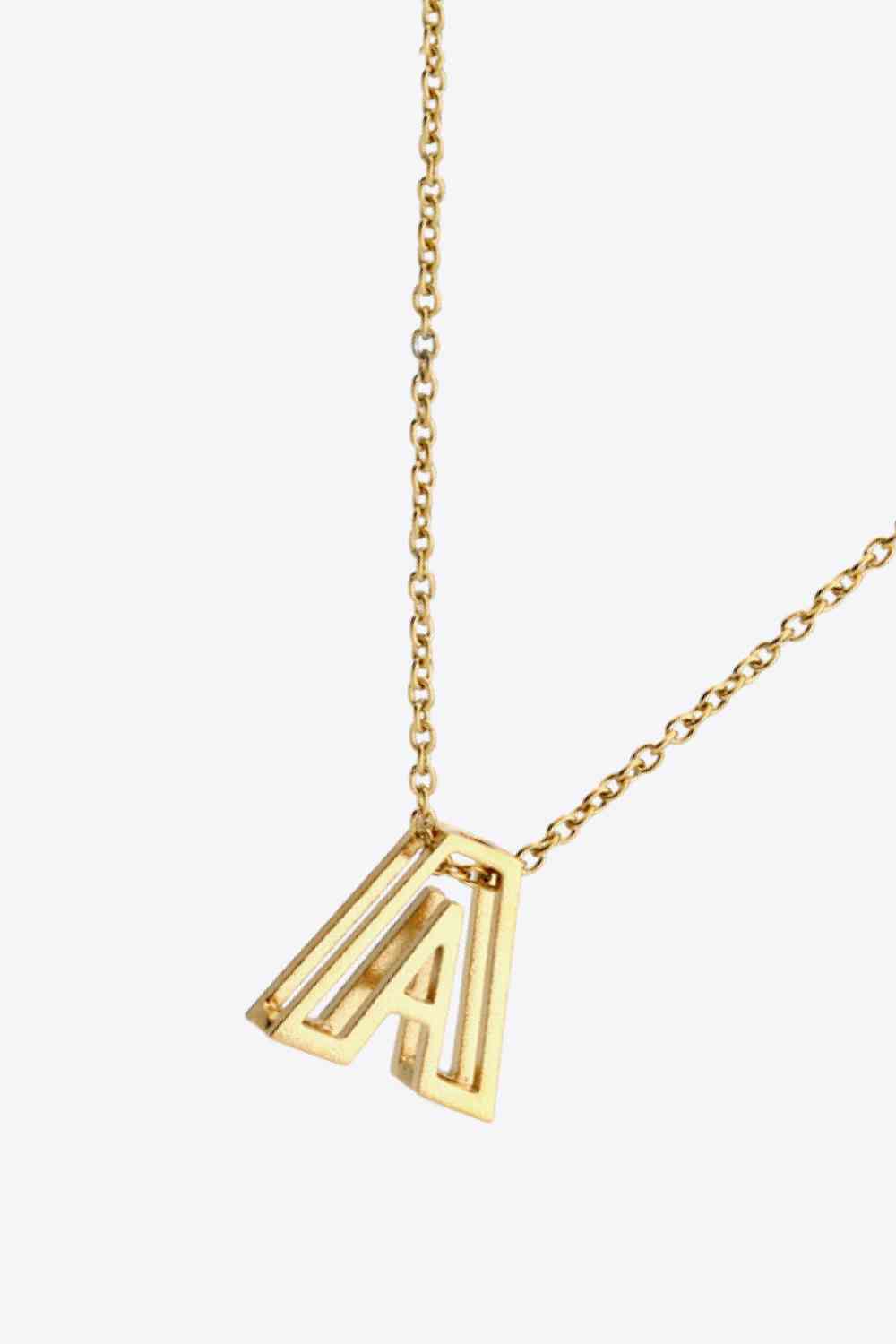 3D Boxed Initial Pendant Necklace A-J