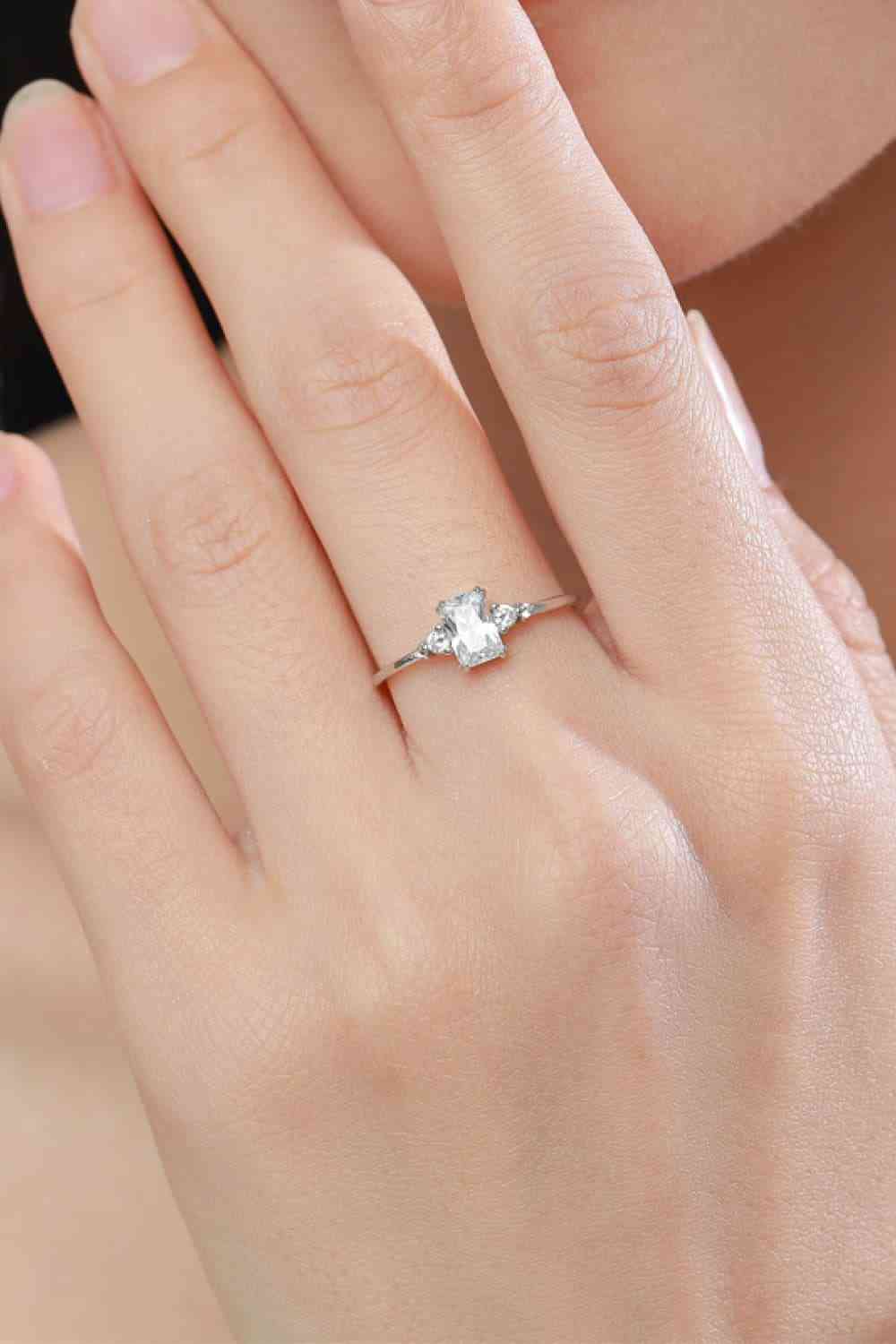 Radiant Cut White Zircon Ring Gold/Silver
