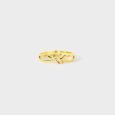 Gold Wrapped Knot Ring with Inlaid Zircon