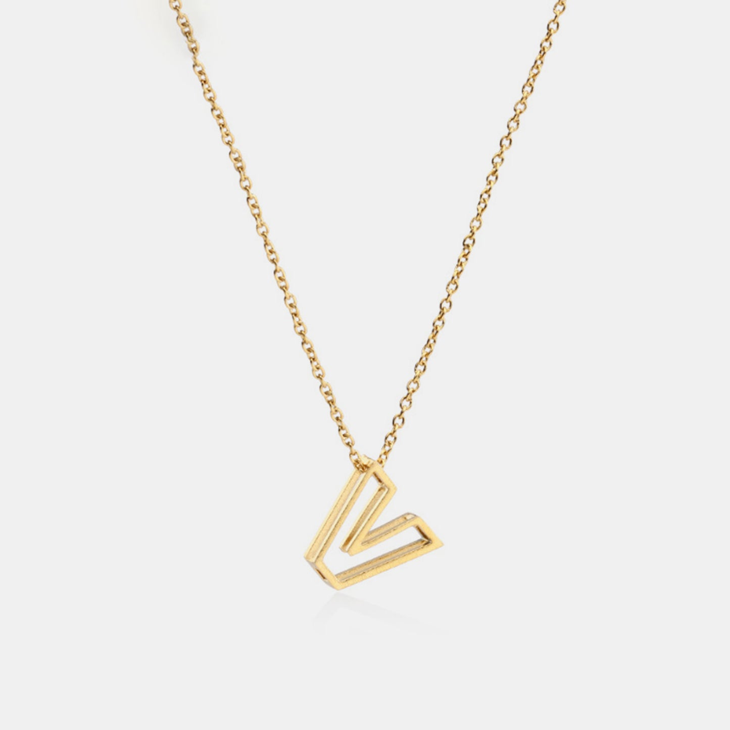 3D Boxed Initial Pendant Necklace O-Z