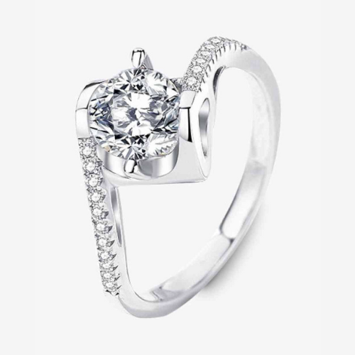 Sparkling 1 Carat Moissanite Sterling Silver Ring