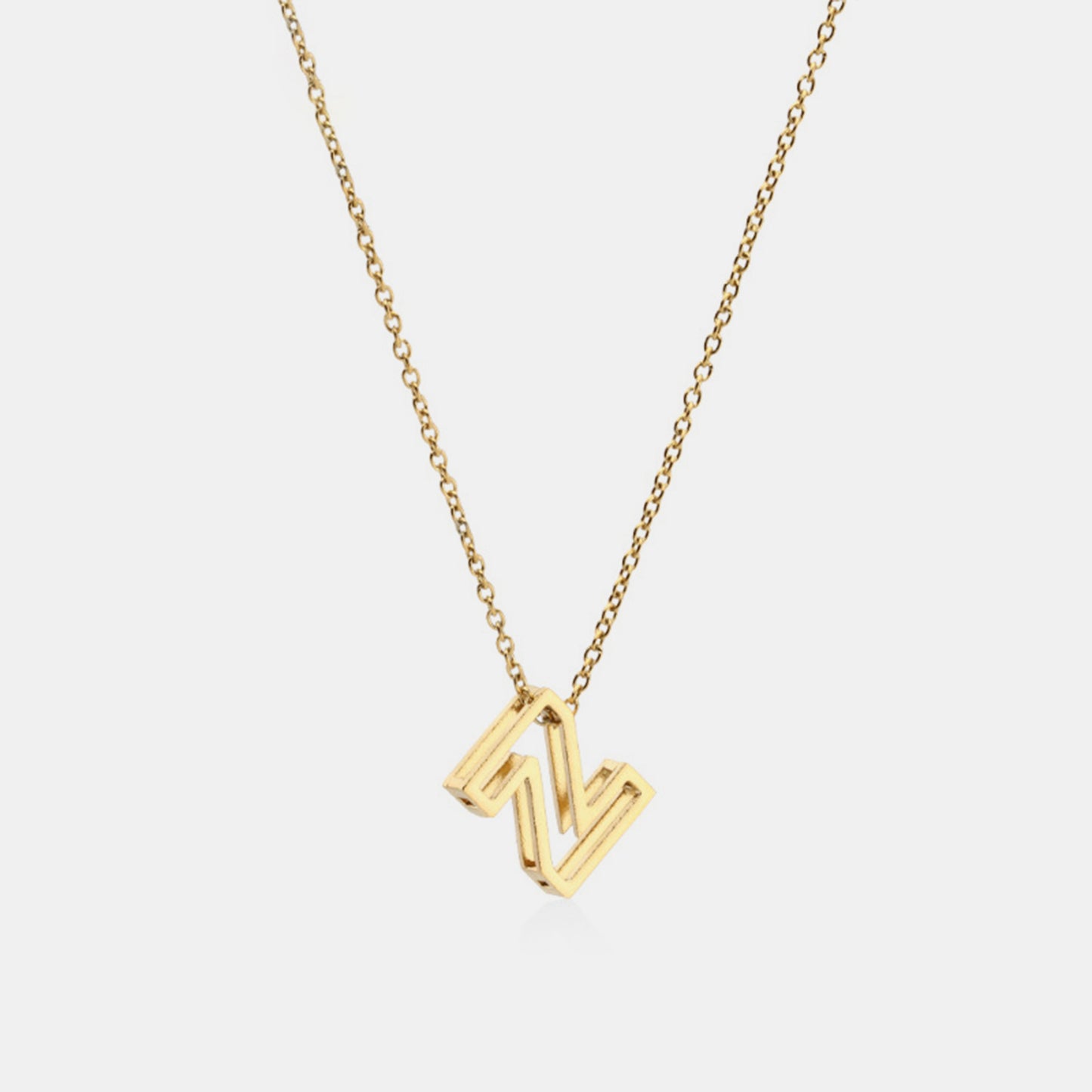 3D Boxed Initial Pendant Necklace O-Z