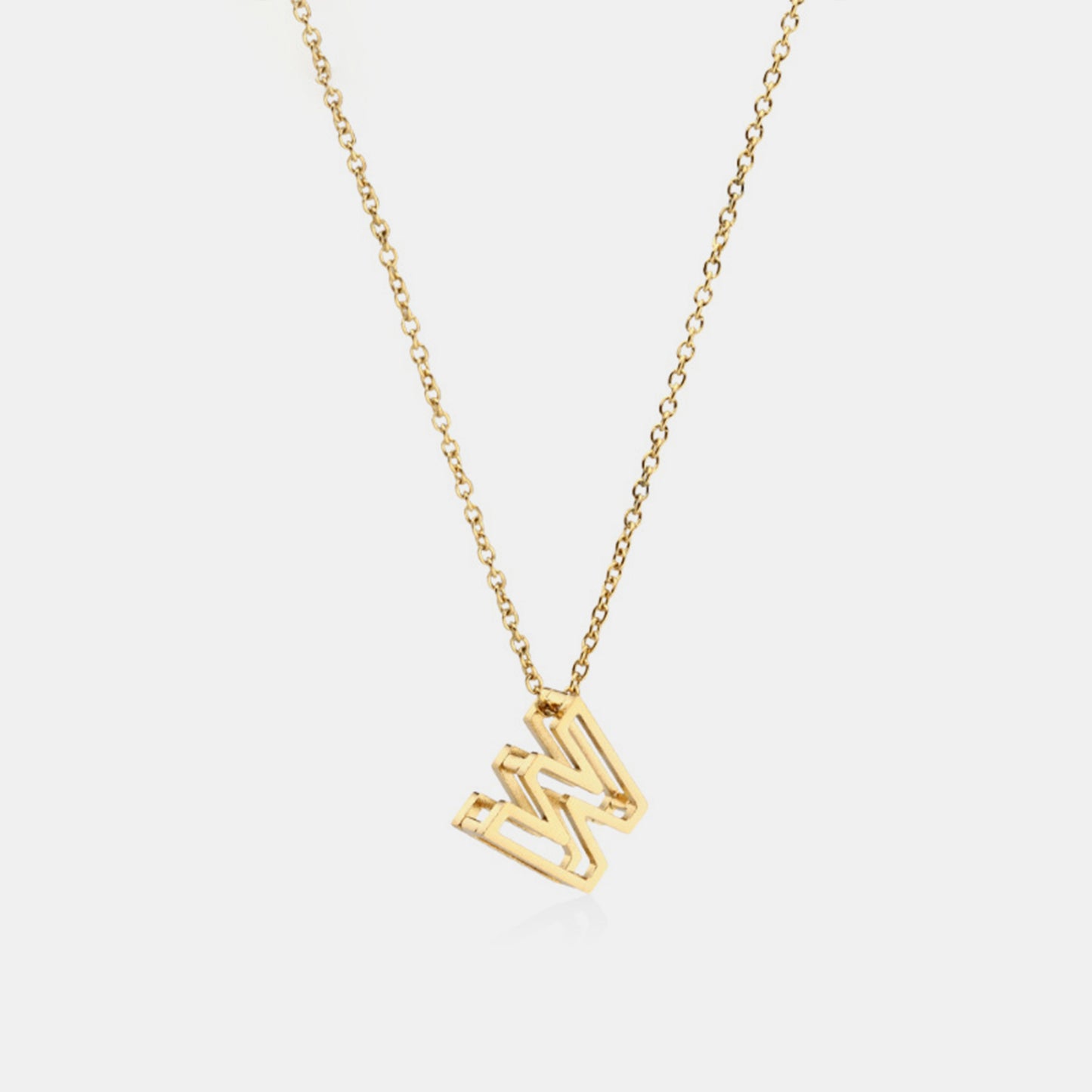 3D Boxed Initial Pendant Necklace O-Z