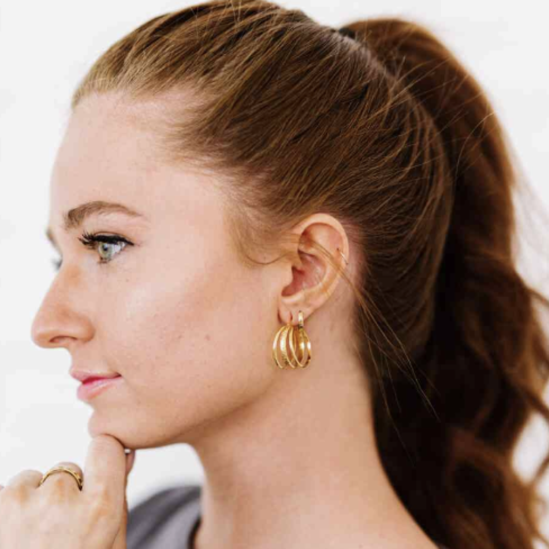 Triple Layer Gold Hoop Earrings