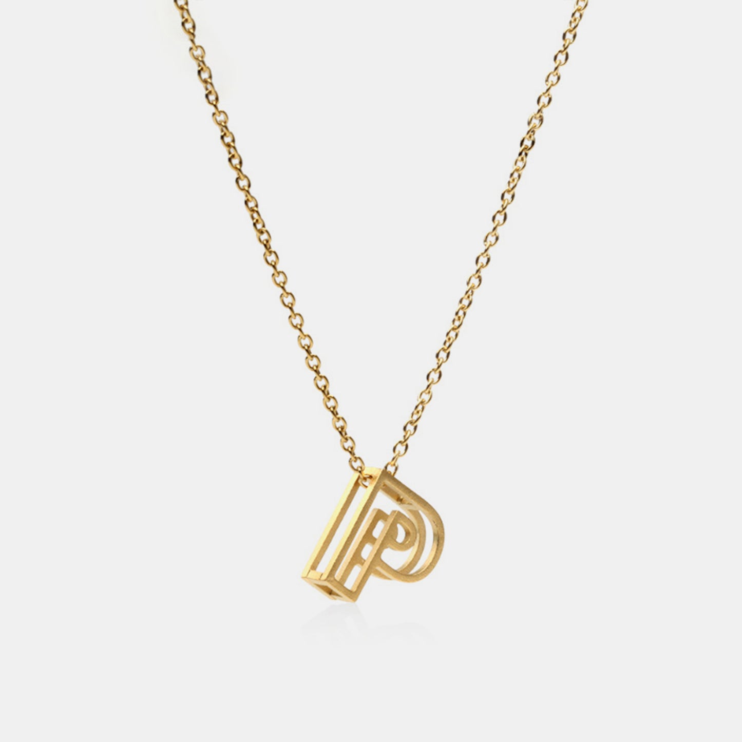 3D Boxed Initial Pendant Necklace O-Z