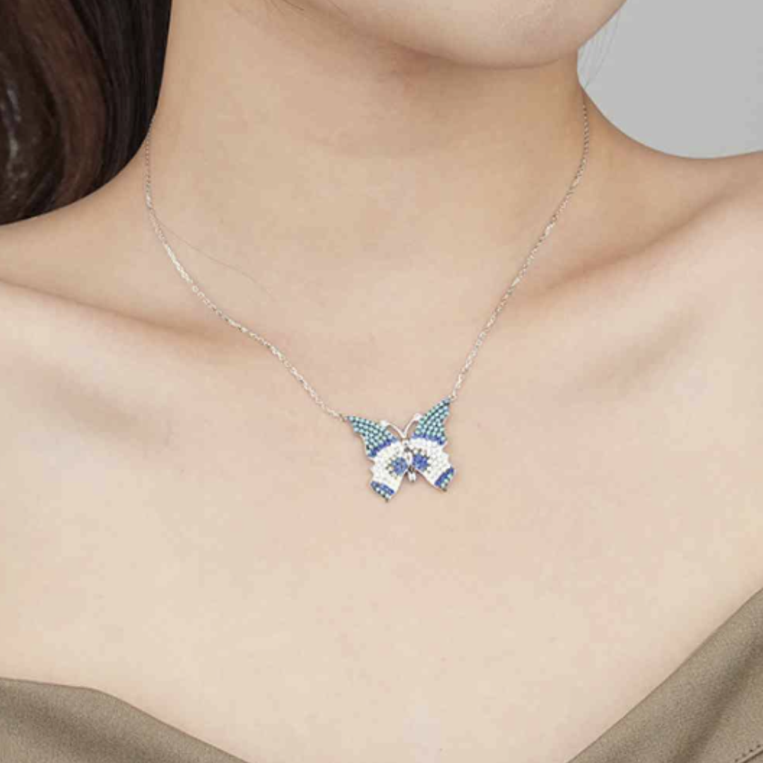 Blue Butterfly Zircon Pendant Necklace