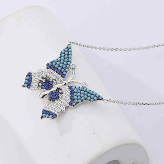Blue Butterfly Zircon Pendant Necklace