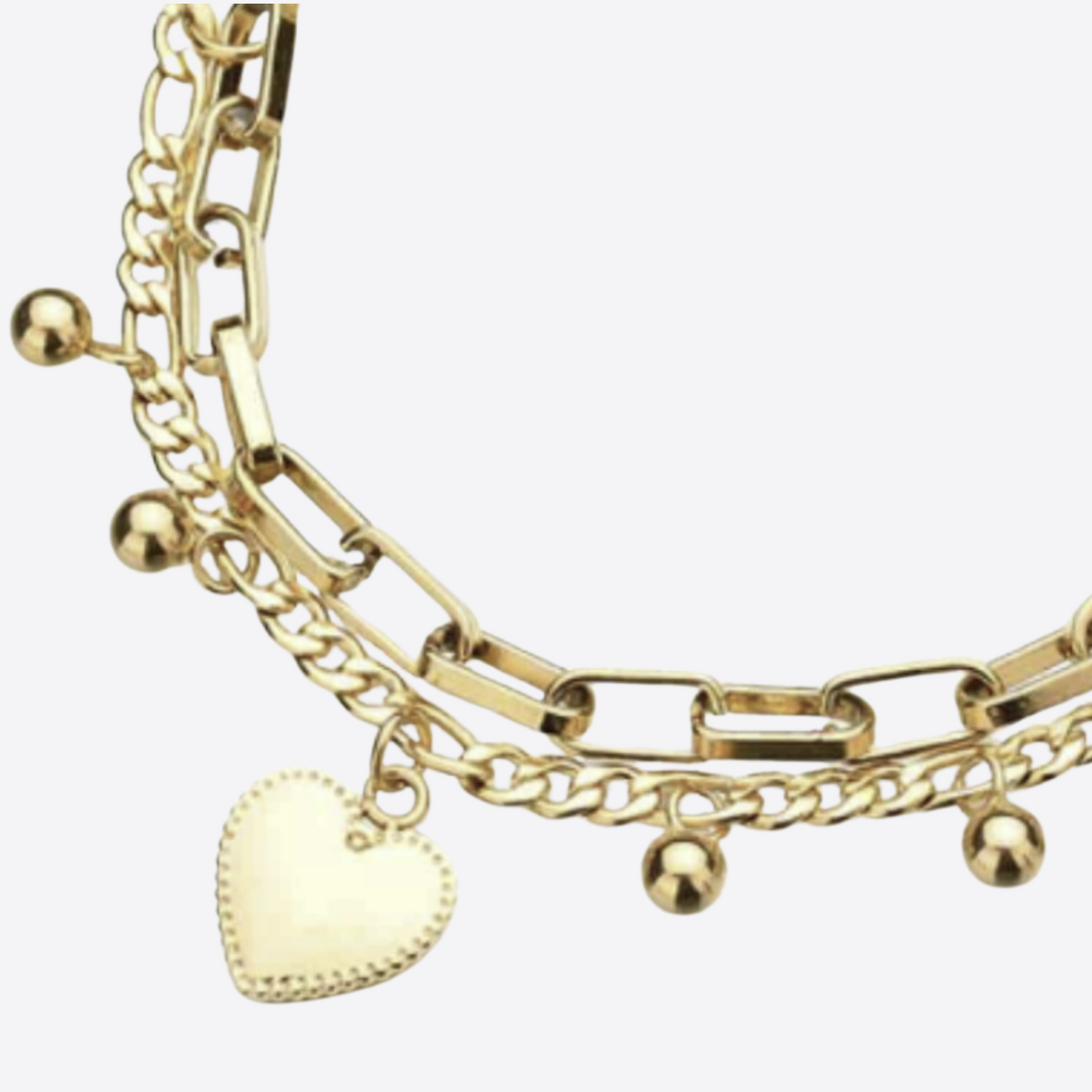 Double Heart Double Chain Heart Bracelet- Gold/Silver