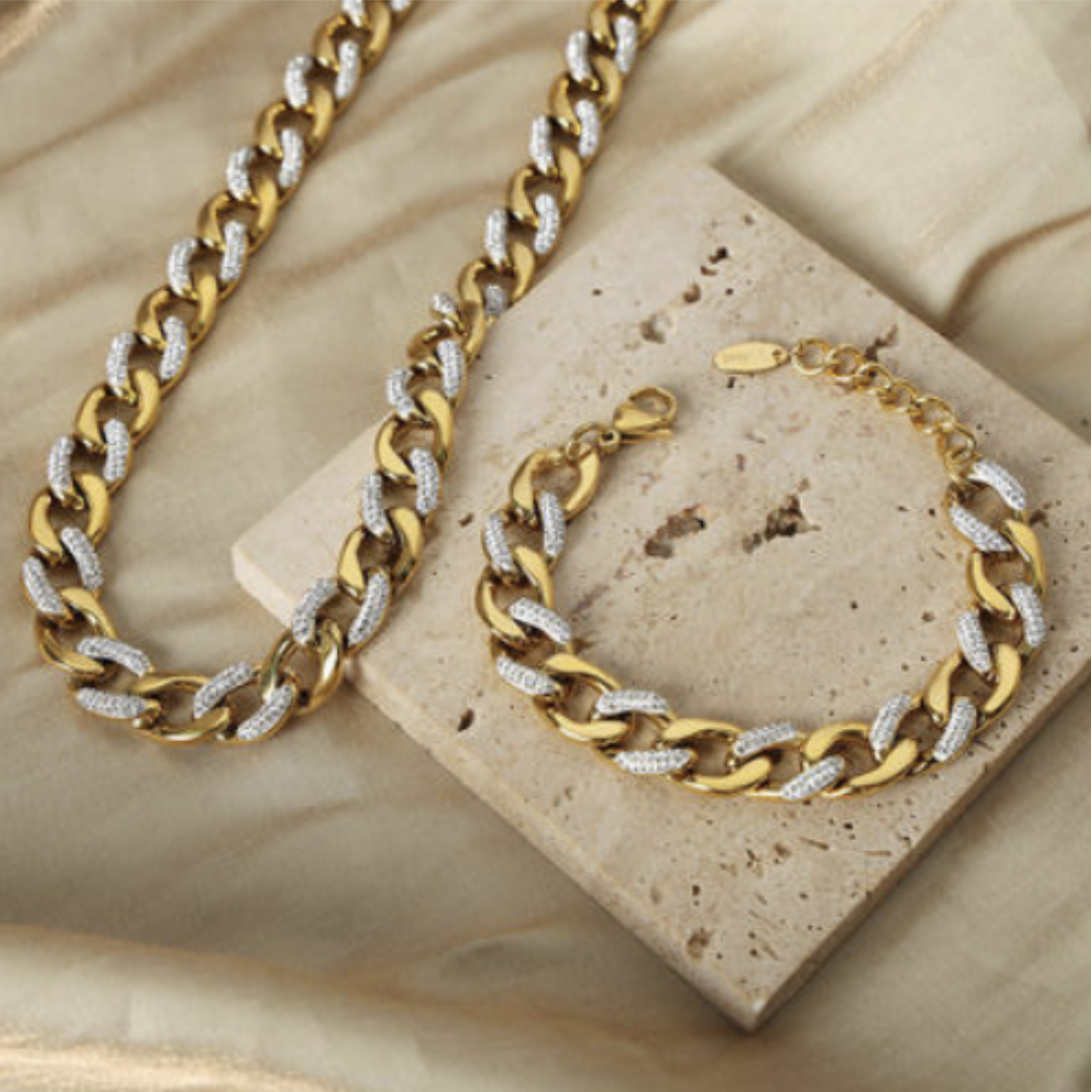 Zircon Chunky Cuban Curb Chain Bracelet