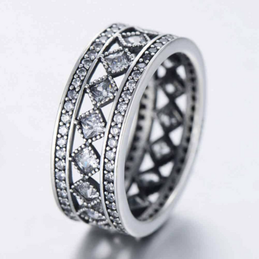 Sterling Silver CZ Cutout Band