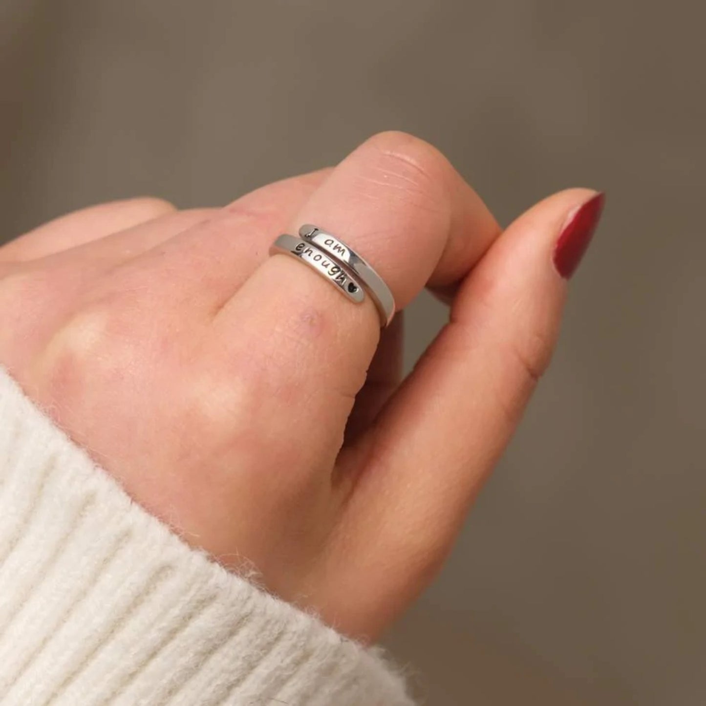 "I AM ENOUGH" Engraved Bypass Ring