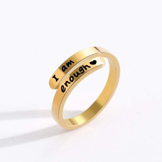 "I AM ENOUGH" Engraved Bypass Ring
