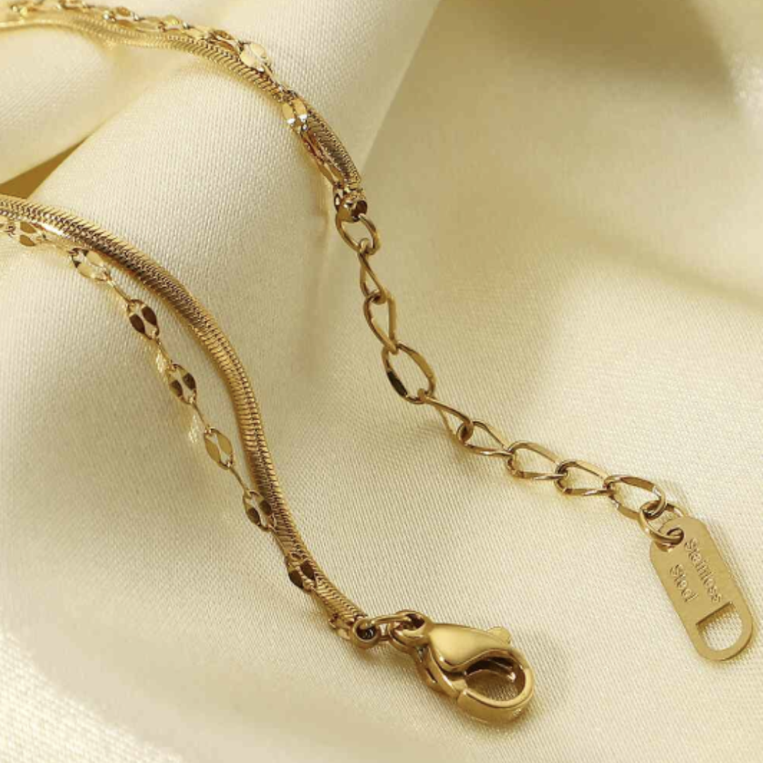 Rhinestone Double-Layered Chain Bracelet