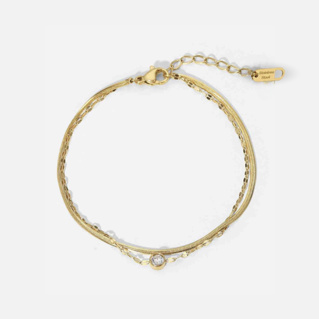 Rhinestone Double-Layered Chain Bracelet