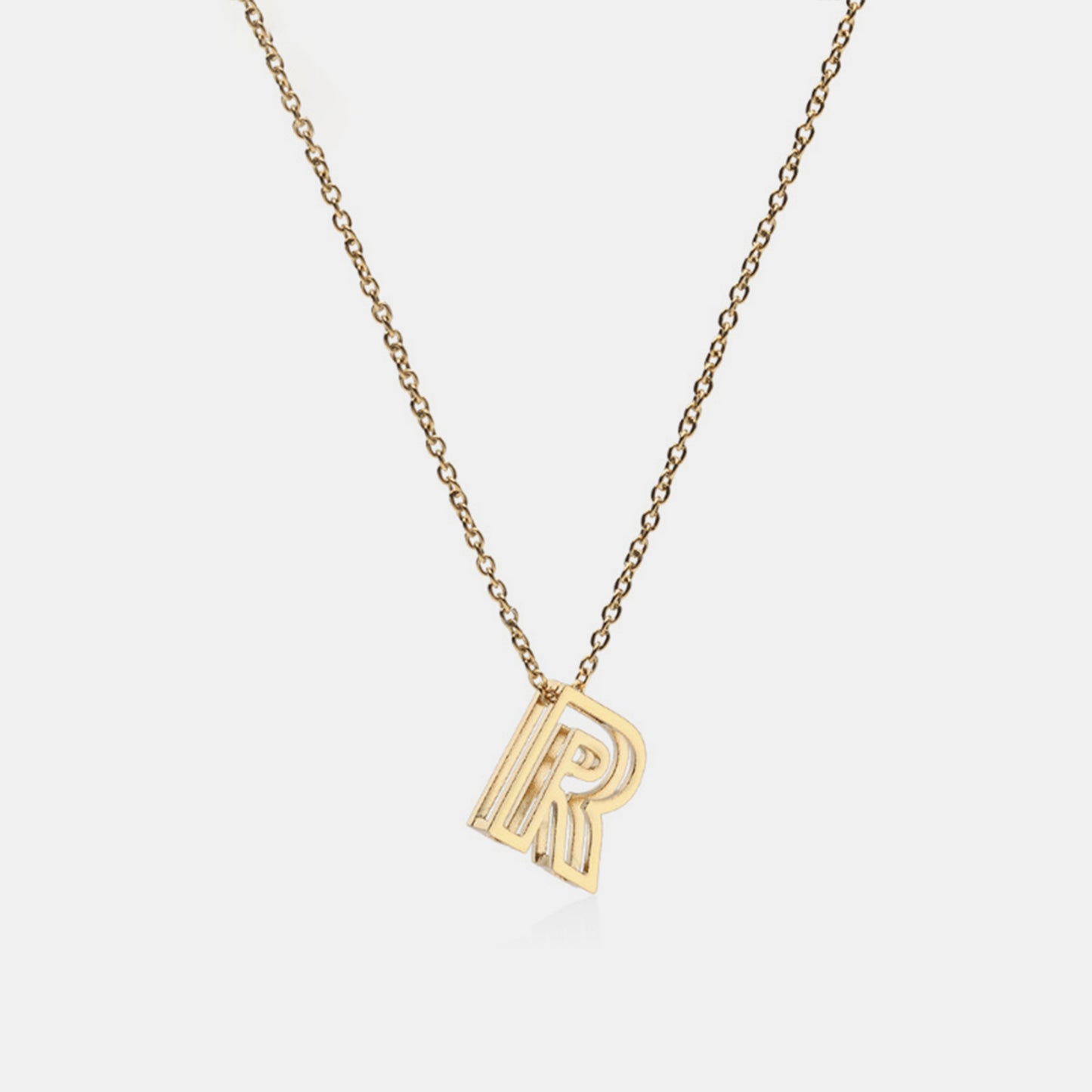 3D Boxed Initial Pendant Necklace O-Z