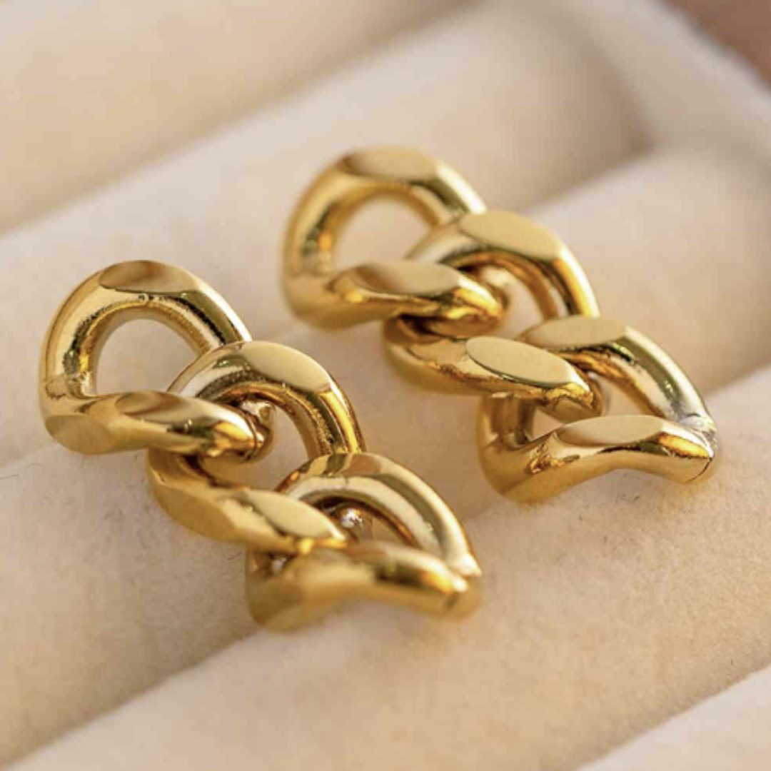 Chunky Gold Curb Chain Earrings