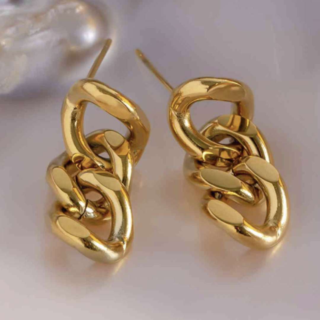 Chunky Gold Curb Chain Earrings