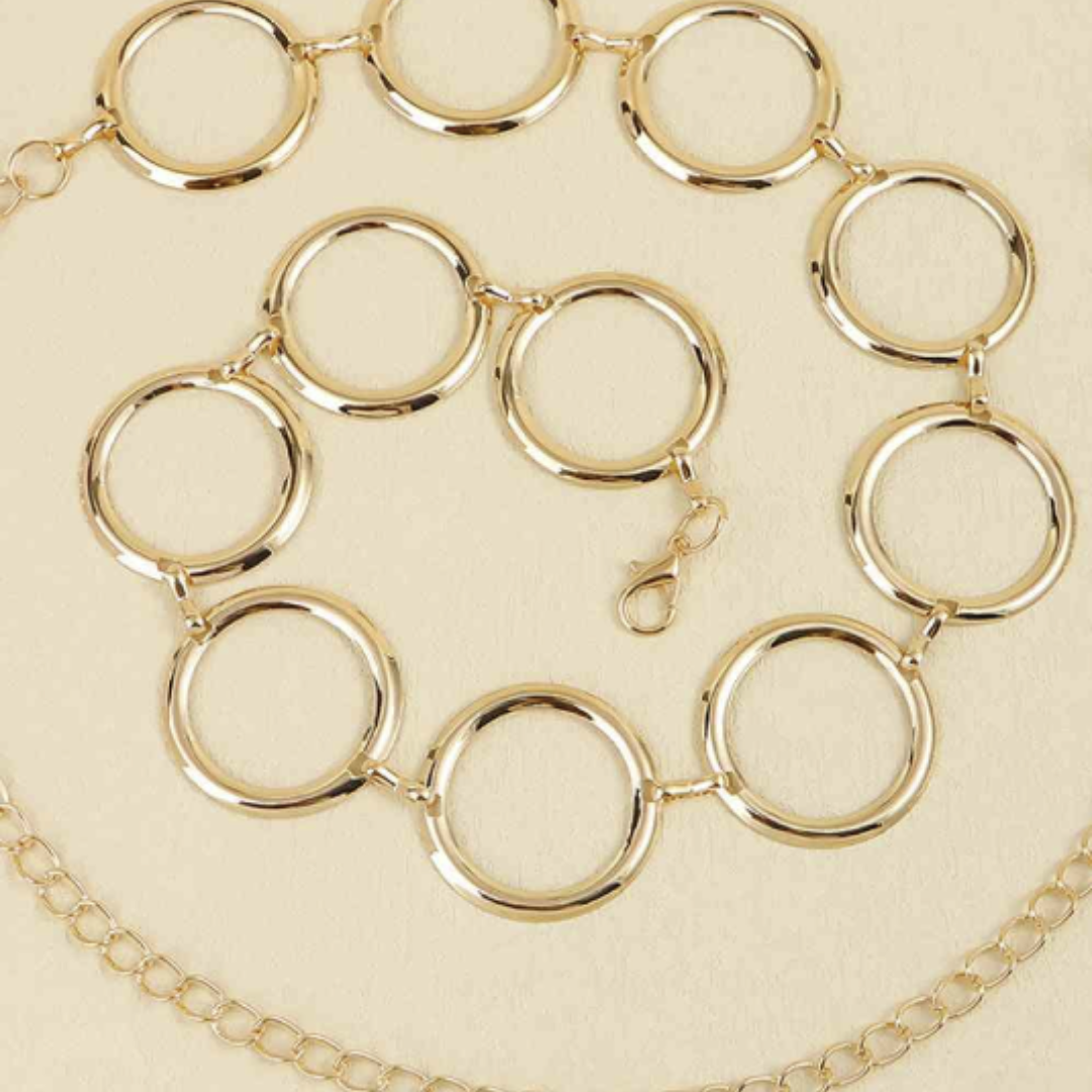 Gold Metal Circle Ring Chain Belt