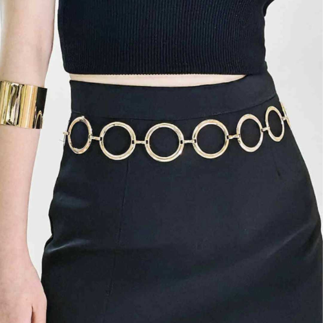 Gold Metal Circle Ring Chain Belt