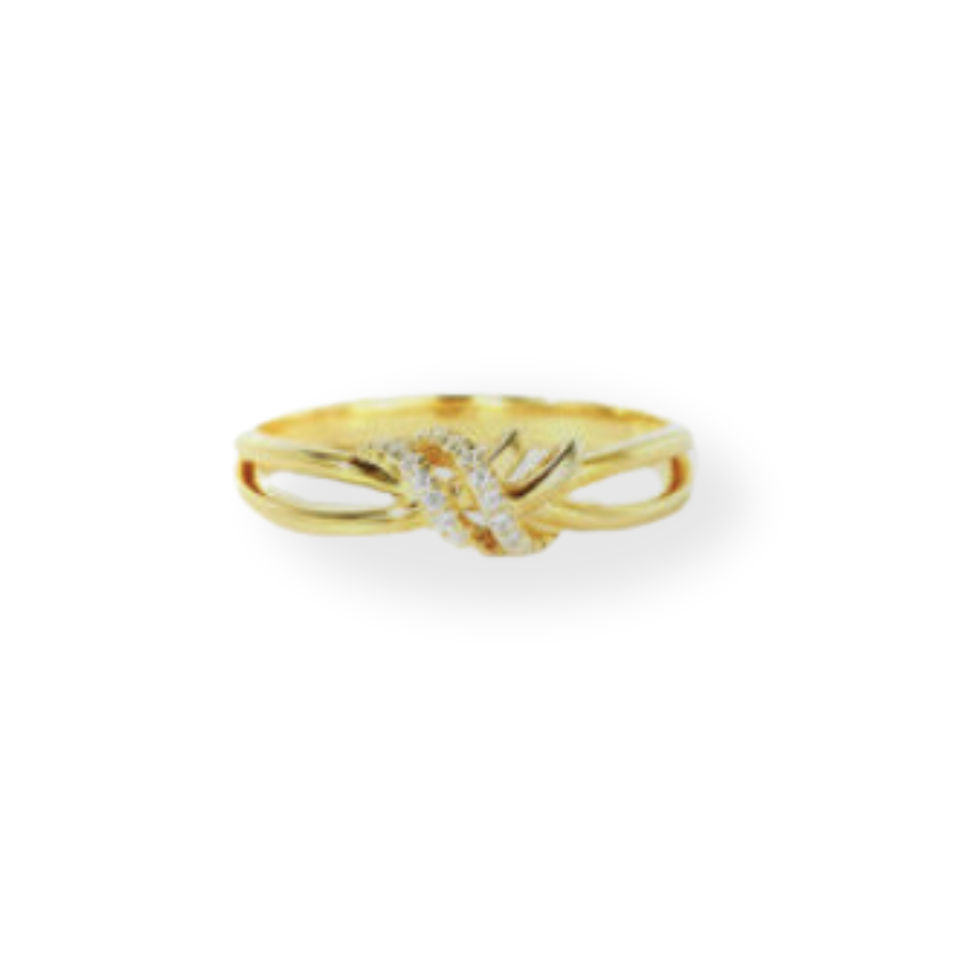 Gold Wrapped Knot Ring with Inlaid Zircon