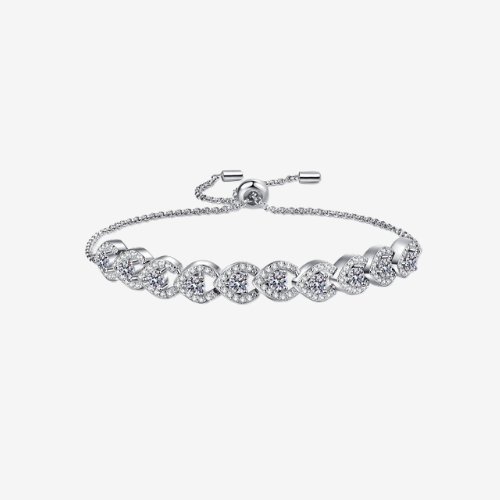 Moissanite Ellipse Sterling Silver Slider Bracelet