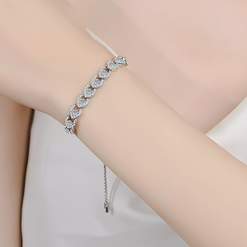 Moissanite Ellipse Sterling Silver Slider Bracelet