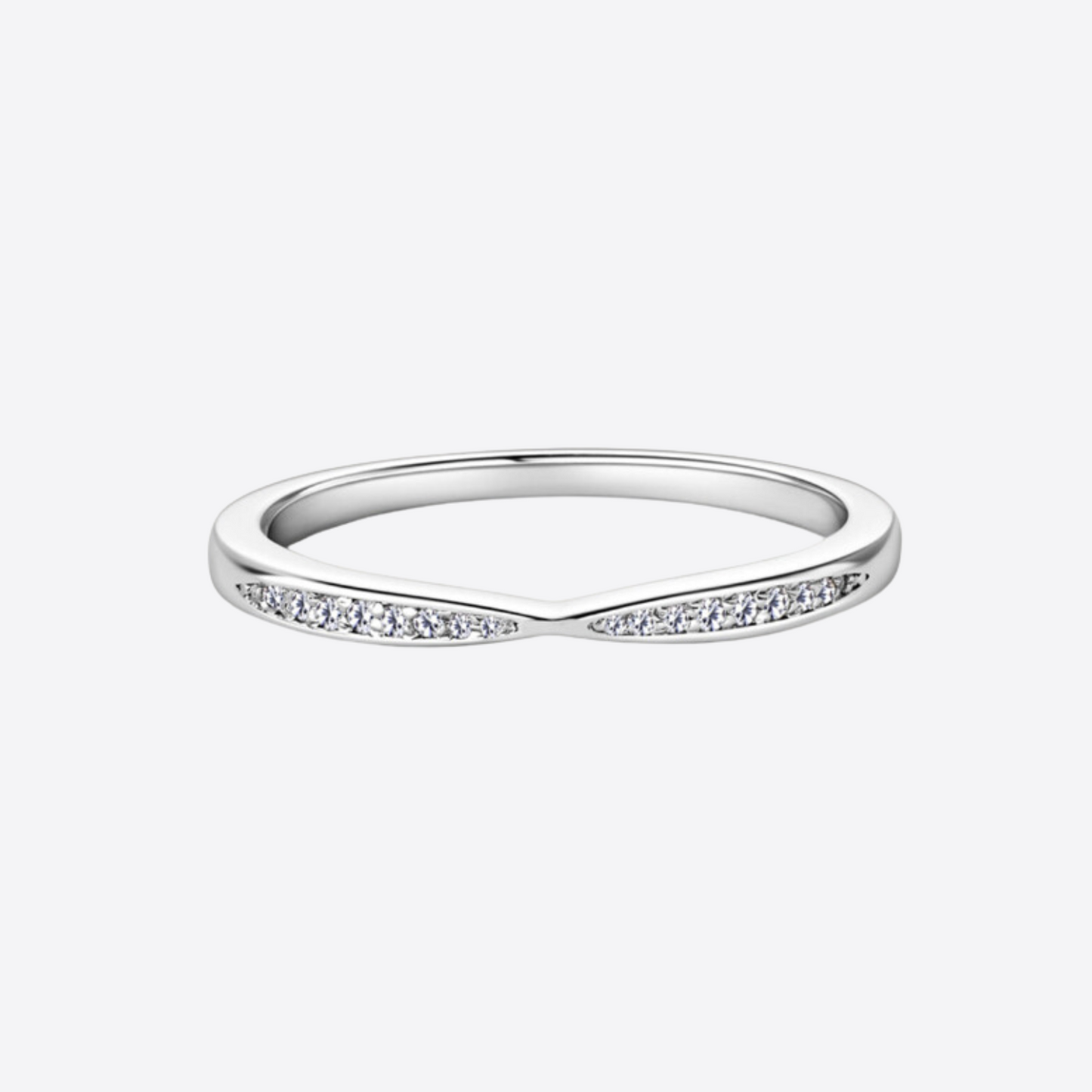 Inlaid Moissanite Pinch Notched Wedding Band