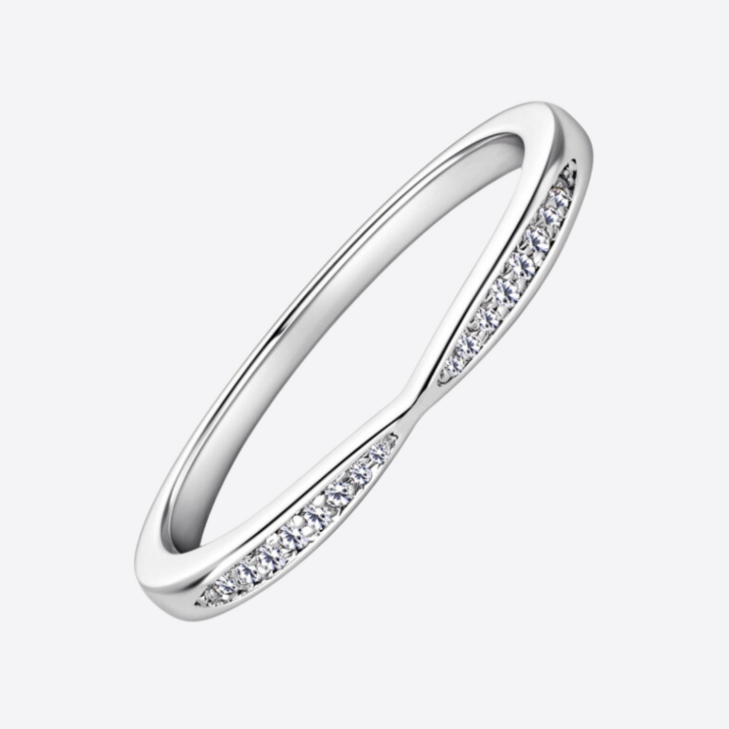 Inlaid Moissanite Pinch Notched Wedding Band