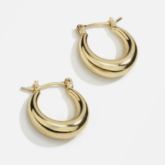 Round  Gold Tapered Hoop Earrings