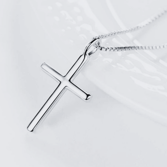 Small Silver Cross Pendant Necklace