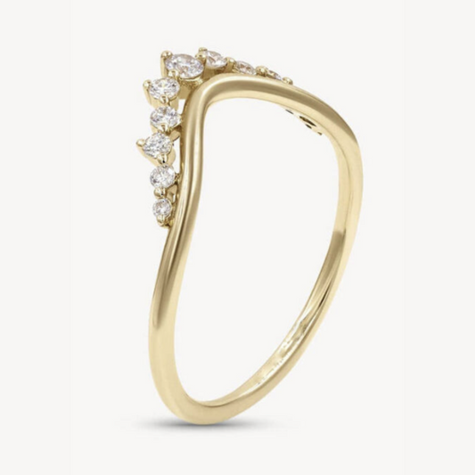 Gold-Plated Sterling Silver Zircon Crown Ring