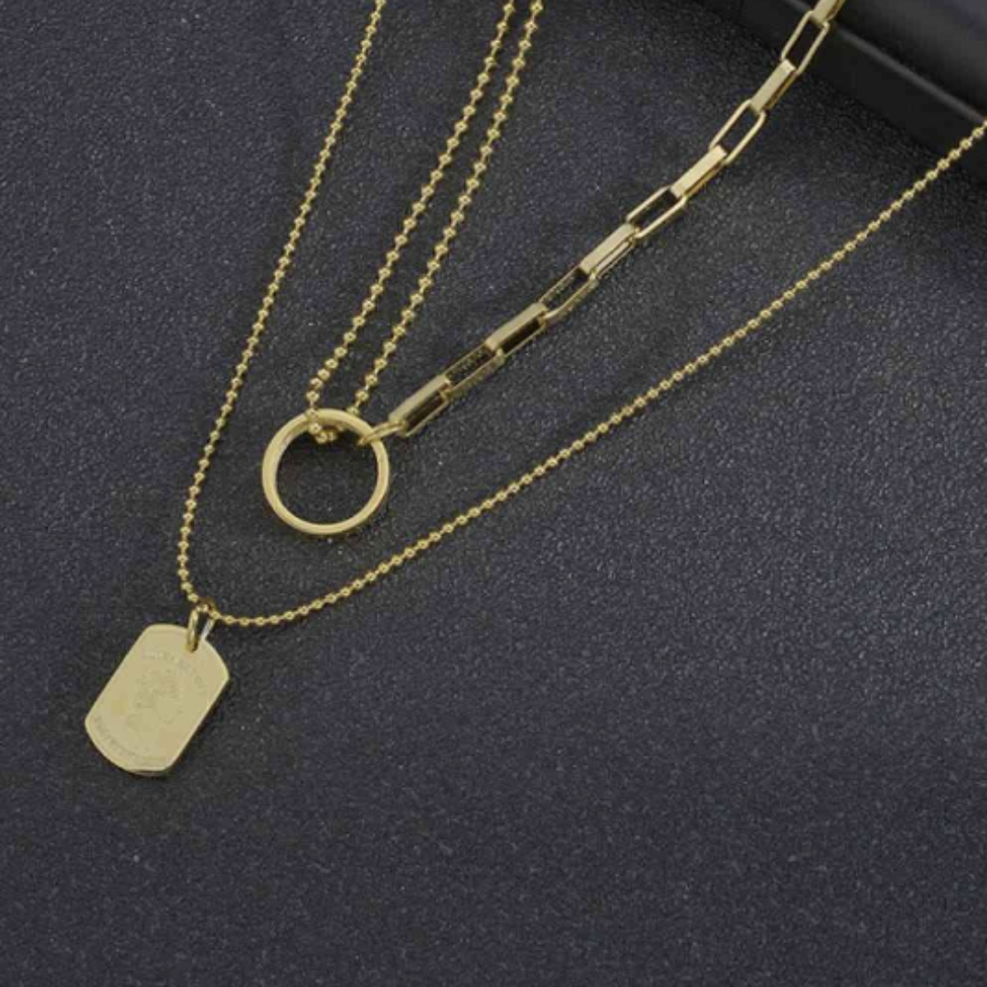 Multi-layered Ring Tag Pendant Necklace