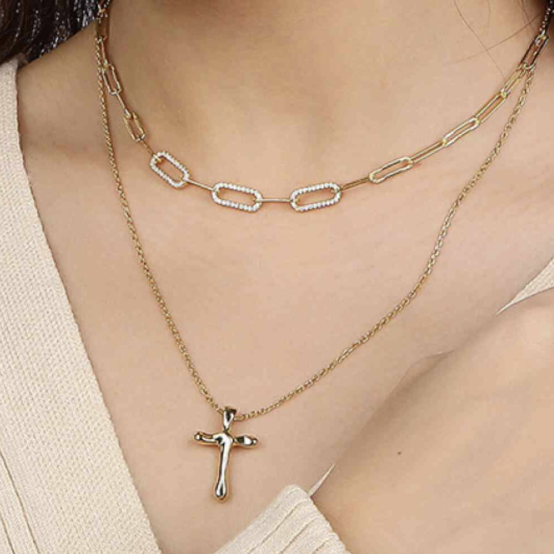 Tiffany Style Cross Pendant Necklace