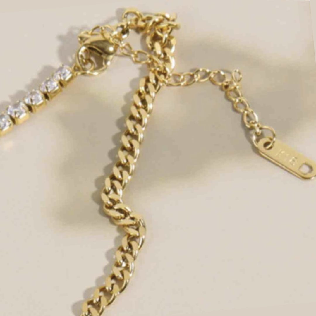 Inlaid Zircon Half Tennis Necklace