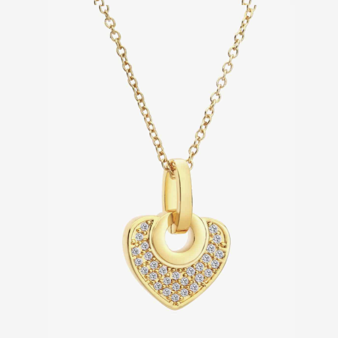 Crystal Heart Pendant Necklace - Gold/Silver/Rose Gold