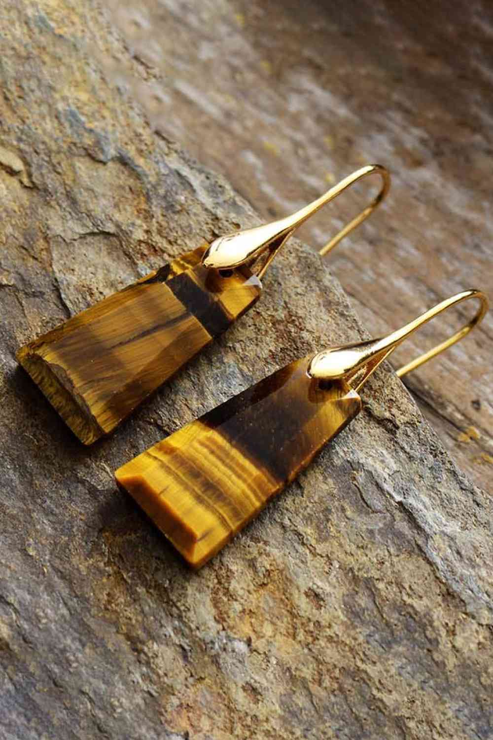 Natural Stone Handmade Tiger's Eye/Rose Quartz Earrings