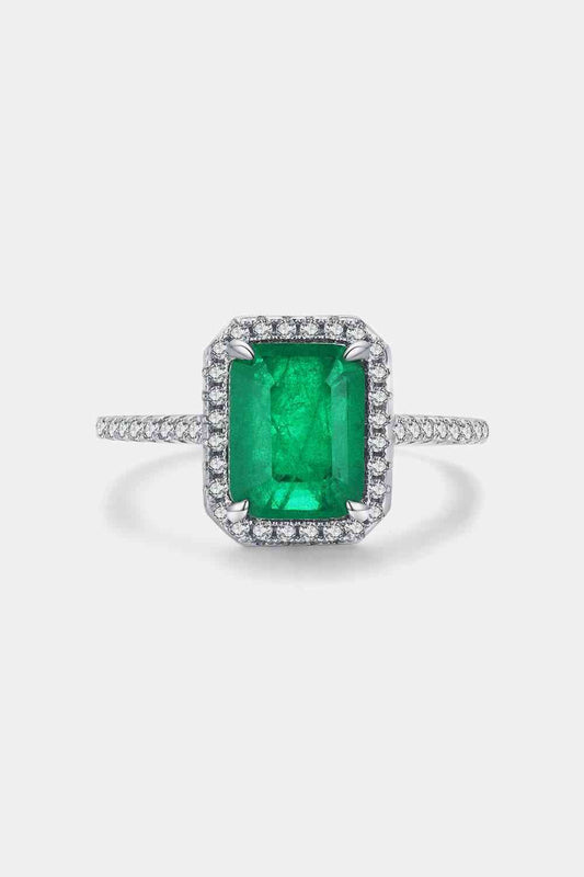 Emerald Cut Hidden Halo Tourmaline Ring