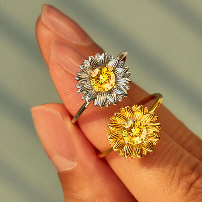 Shine Bright Sunflower Zircon Ring- Silver/Gold