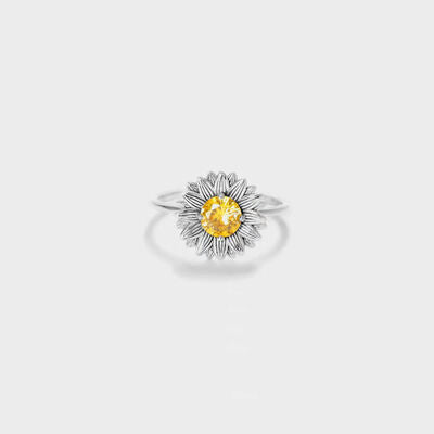 Shine Bright Sunflower Zircon Ring- Silver/Gold