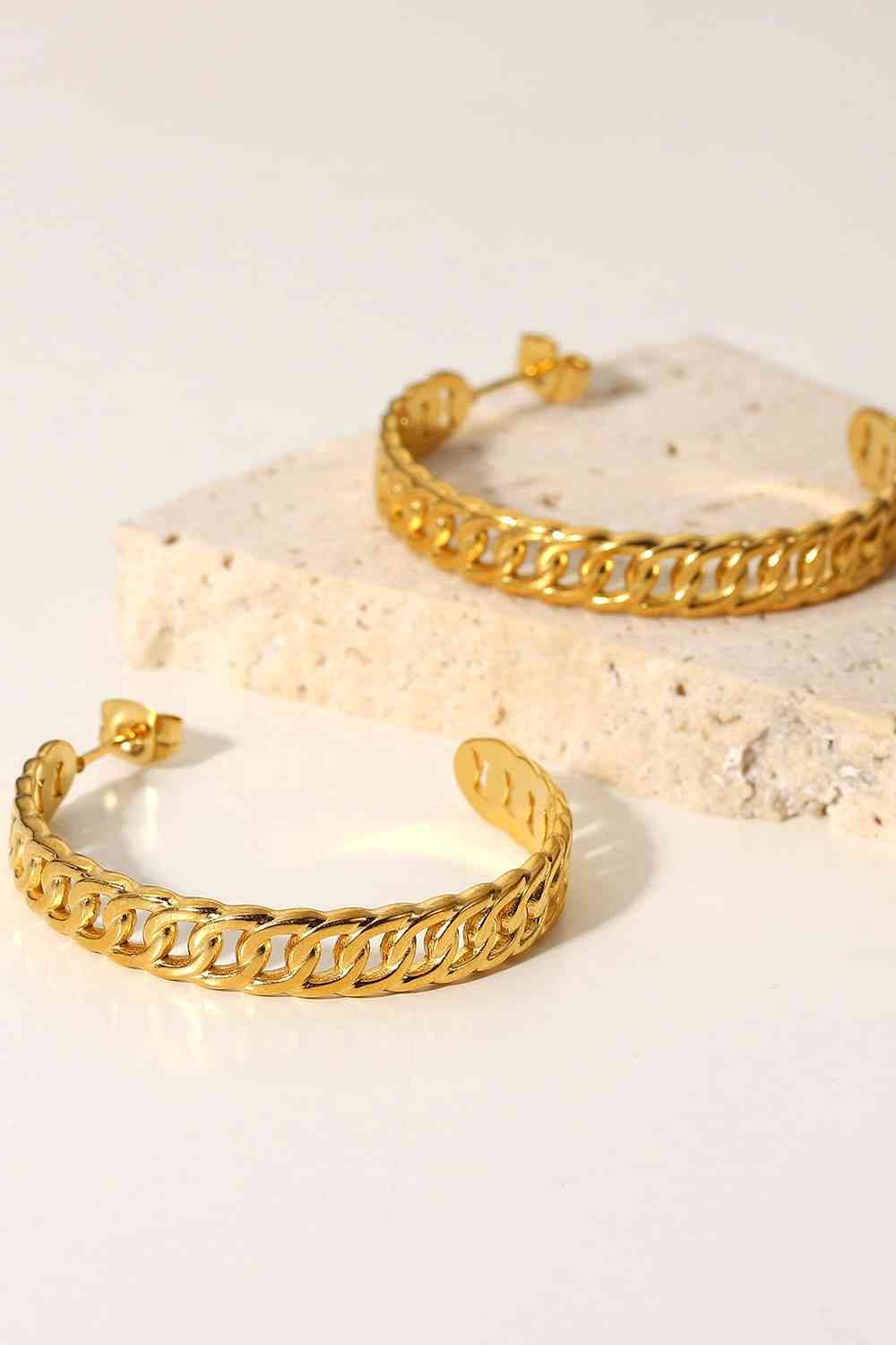 Gold Chain Link Hoop Earrings