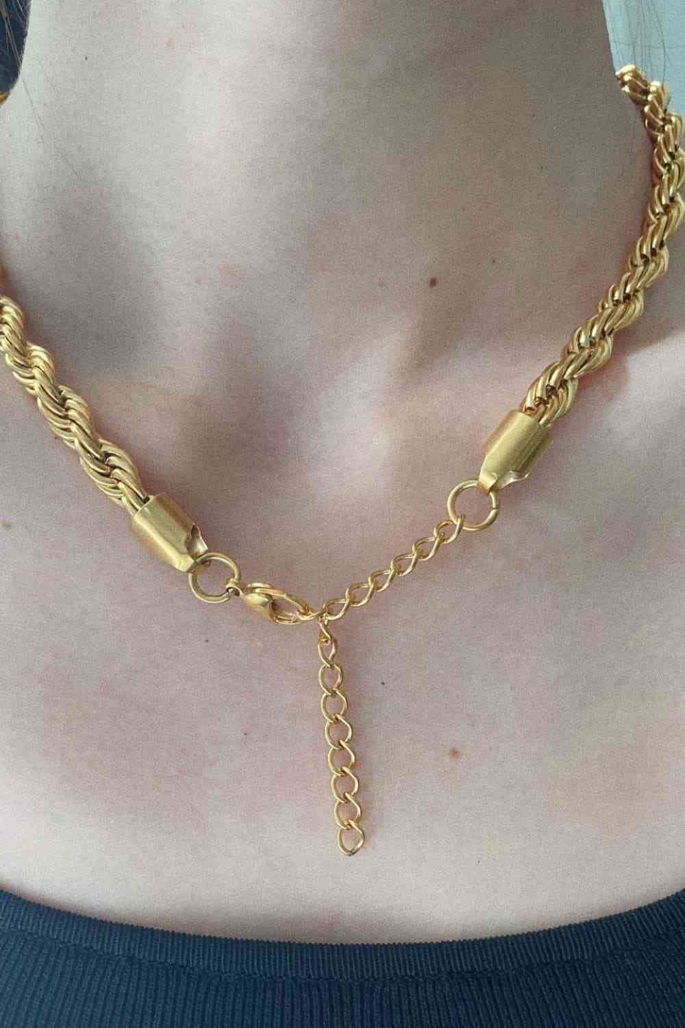 Thick Fashion 18K Gold-Plated Rope Chain Necklace