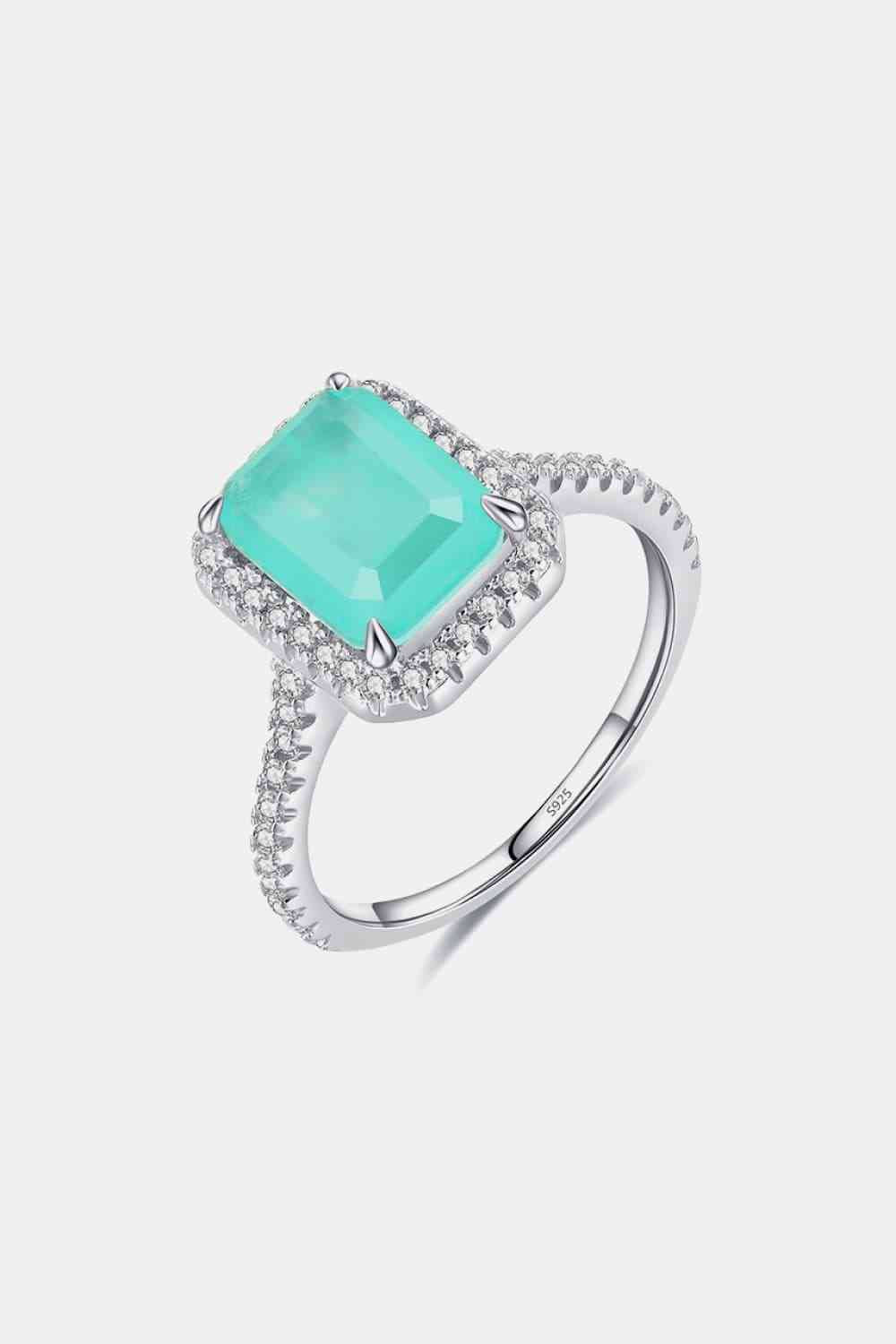 Emerald Cut Hidden Halo Tourmaline Ring