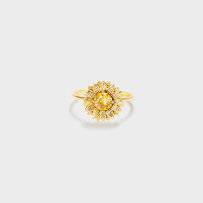 Shine Bright Sunflower Zircon Ring- Silver/Gold