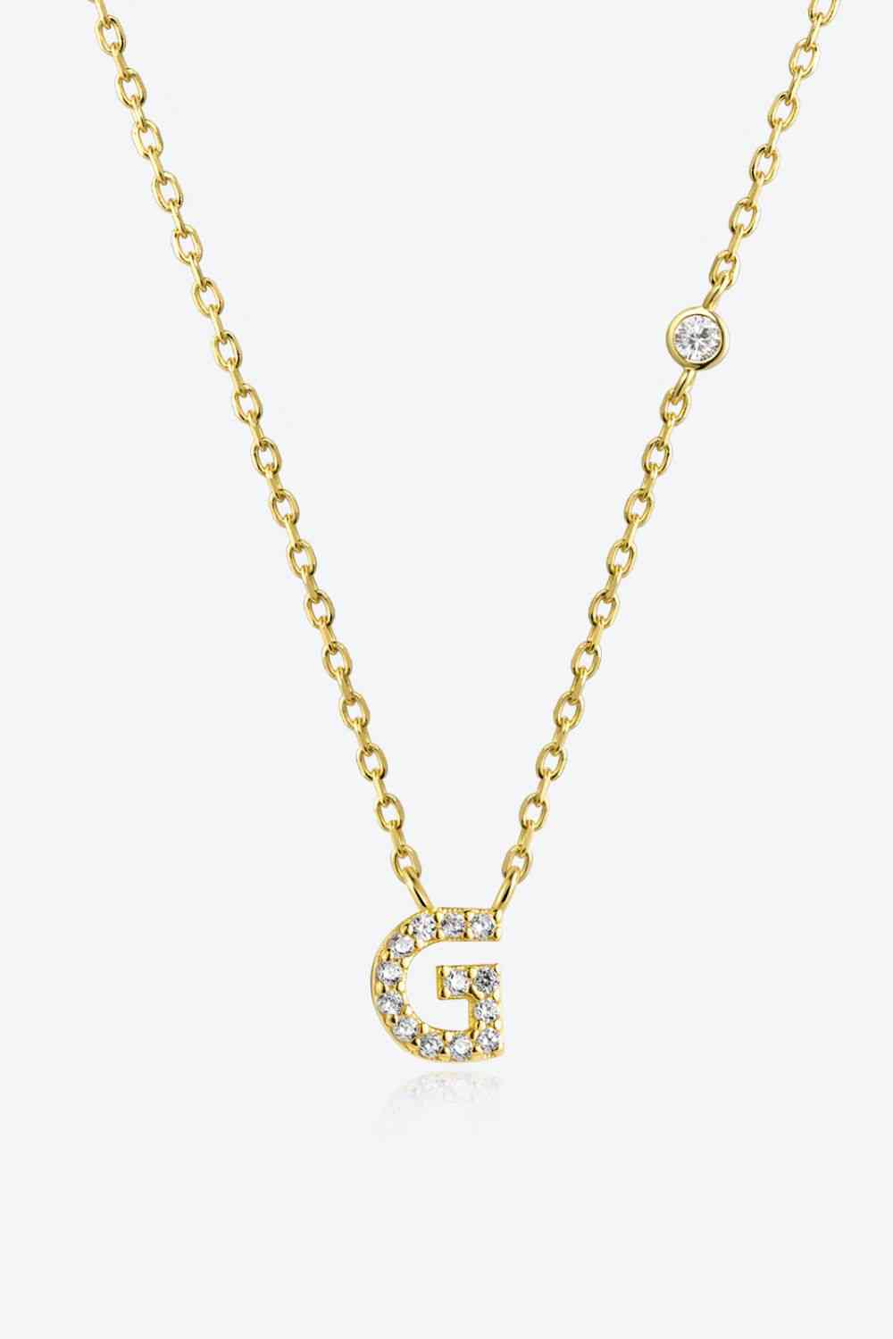 White Zircon Studded Initial Pendant Necklace G to K