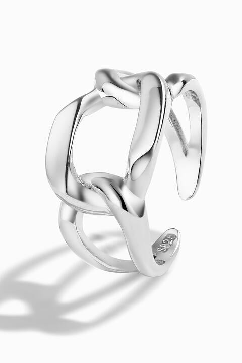 Bold Sterling Silver Adjustable Curb Chain Ring