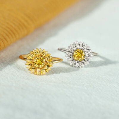 Shine Bright Sunflower Zircon Ring- Silver/Gold