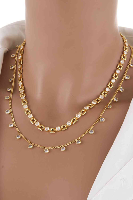 Diamond Cut Zircon Dangle Necklace/Open Link Zircon Tennis Necklace (2 Styles)