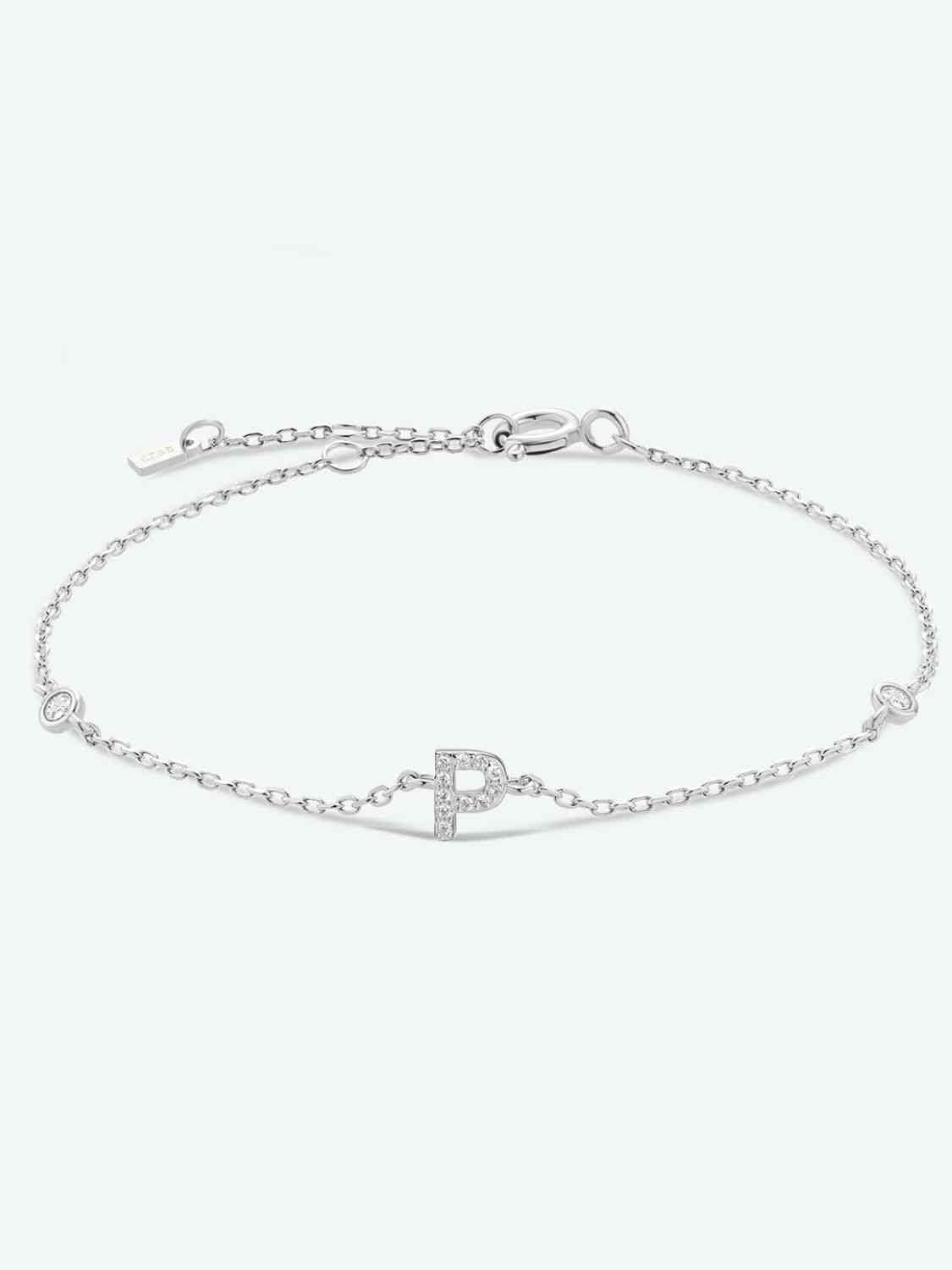 L To P Silver Bracelet with Zircon Accents