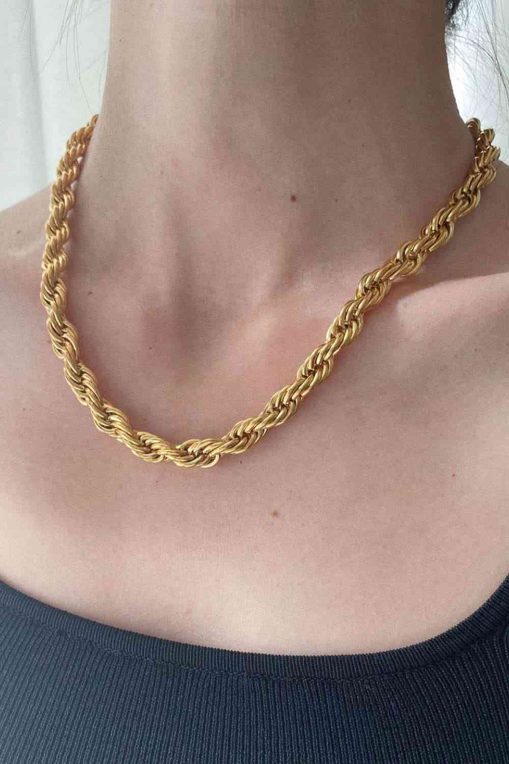 Thick Fashion 18K Gold-Plated Rope Chain Necklace